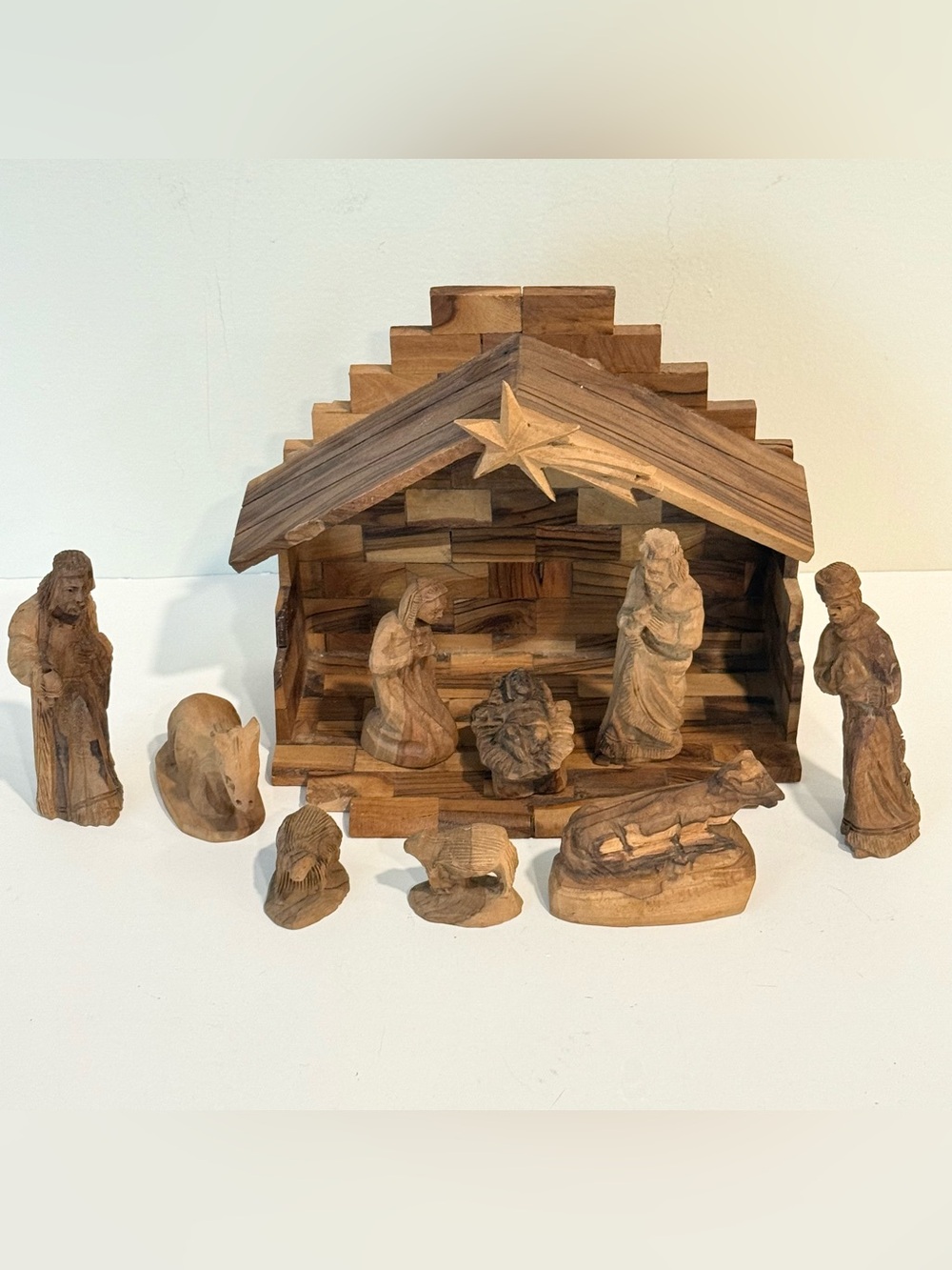 Olive Wood Hand Carved Nativity Set Christmas Holy Land Bethlehem Mary Jesus